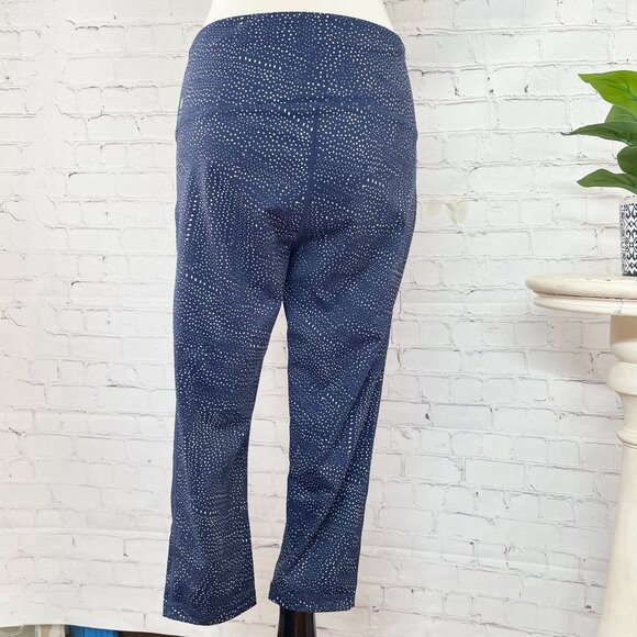 Zella High-Rise Cropped Athletic Leggings Women's Large Blue White Dot Print - Picture 6 of 9
